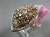 MASSIVE 3.70CT WHITE & FANCY COLOR DIAMOND 18KT WHITE & ROSE GOLD MARQUISE RING
