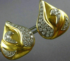 ESTATE LARGE 2.0CT DIAMOND 14K 2 TONE GOLD 3D CLASSIC TEAR DROP CLIP ON EARRINGS