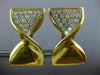 ESTATE EXTRA LARGE 2.2CT DIAMOND 18K 2 TONE GOLD 3D CLASSIC BOW CLIP ON EARRINGS