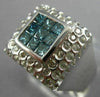 ESTATE LARGE .78CT WHITE & BLUE DIAMOND 14KT WHITE GOLD SQUARE ANNIVERSARY RING
