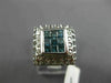 ESTATE LARGE .78CT WHITE & BLUE DIAMOND 14KT WHITE GOLD SQUARE ANNIVERSARY RING