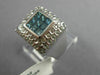 ESTATE LARGE .78CT WHITE & BLUE DIAMOND 14KT WHITE GOLD SQUARE ANNIVERSARY RING