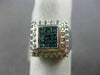 ESTATE LARGE .78CT WHITE & BLUE DIAMOND 14KT WHITE GOLD SQUARE ANNIVERSARY RING