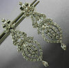 ANTIQUE LARGE 2.0CT DIAMOND 14KT WHITE GOLD FILIGREE TEAR DROP HANGING EARRINGS
