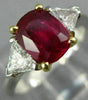 ESTATE 1.9CT DIAMOND & AAA RUBY PLATINUM 18K YELLOW GOLD 3 STONE ENGAGEMENT RING