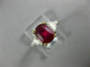 ESTATE 1.9CT DIAMOND & AAA RUBY PLATINUM 18K YELLOW GOLD 3 STONE ENGAGEMENT RING