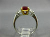 ESTATE 1.9CT DIAMOND & AAA RUBY PLATINUM 18K YELLOW GOLD 3 STONE ENGAGEMENT RING