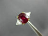 ESTATE 1.9CT DIAMOND & AAA RUBY PLATINUM 18K YELLOW GOLD 3 STONE ENGAGEMENT RING