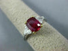ESTATE 1.9CT DIAMOND & AAA RUBY PLATINUM 18K YELLOW GOLD 3 STONE ENGAGEMENT RING