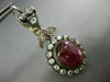 ANTIQUE LARGE 10.0CT DIAMOND & AAA RUBY 14KT 2 TONE GOLD 3D OVAL FLOWER EARRINGS