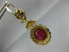ANTIQUE LARGE 10.0CT DIAMOND & AAA RUBY 14KT 2 TONE GOLD 3D OVAL FLOWER EARRINGS