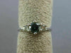 ESTATE .59CT WHITE & BLUE DIAMOND 14KT WHITE GOLD 3D THREE STONE ENGAGEMENT RING
