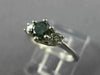 ESTATE .59CT WHITE & BLUE DIAMOND 14KT WHITE GOLD 3D THREE STONE ENGAGEMENT RING