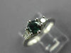 ESTATE .59CT WHITE & BLUE DIAMOND 14KT WHITE GOLD 3D THREE STONE ENGAGEMENT RING