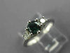 ESTATE .59CT WHITE & BLUE DIAMOND 14KT WHITE GOLD 3D THREE STONE ENGAGEMENT RING