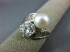 ESTATE LARGE 1.46CT DIAMOND & AAA SOUTH SEA PEARL PLATINUM SOLITAIRE LOVE RING