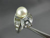 ESTATE LARGE 1.46CT DIAMOND & AAA SOUTH SEA PEARL PLATINUM SOLITAIRE LOVE RING