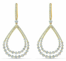 ESTATE LARGE 2.60CT DIAMOND 18KT YELLOW GOLD 3D TEAR DROP DANGLING FUN EARRINGS