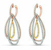 ESTATE LARGE 2.15CT DIAMOND 18KT TRI COLOR GOLD TEAR DROP HANGING FUN EARRINGS