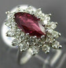 ESTATE 2.16CT DIAMOND & AAA MARQUISE RUBY 18K WHITE GOLD CLASSIC ENGAGEMENT RING
