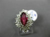 ESTATE 2.16CT DIAMOND & AAA MARQUISE RUBY 18K WHITE GOLD CLASSIC ENGAGEMENT RING