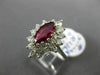 ESTATE 2.16CT DIAMOND & AAA MARQUISE RUBY 18K WHITE GOLD CLASSIC ENGAGEMENT RING
