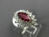 ESTATE 2.16CT DIAMOND & AAA MARQUISE RUBY 18K WHITE GOLD CLASSIC ENGAGEMENT RING