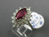 ESTATE 2.16CT DIAMOND & AAA MARQUISE RUBY 18K WHITE GOLD CLASSIC ENGAGEMENT RING