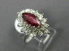ESTATE 2.16CT DIAMOND & AAA MARQUISE RUBY 18K WHITE GOLD CLASSIC ENGAGEMENT RING