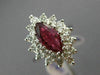 ESTATE 2.16CT DIAMOND & AAA MARQUISE RUBY 18K WHITE GOLD CLASSIC ENGAGEMENT RING