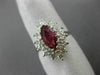 ESTATE 2.16CT DIAMOND & AAA MARQUISE RUBY 18K WHITE GOLD CLASSIC ENGAGEMENT RING