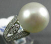 ESTATE LARGE .54CT ROUND DIAMOND & AAA SOUTH SEA PEARL 18KT WHITE GOLD LOVE RING
