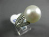 ESTATE LARGE .54CT ROUND DIAMOND & AAA SOUTH SEA PEARL 18KT WHITE GOLD LOVE RING