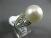 ESTATE LARGE .54CT ROUND DIAMOND & AAA SOUTH SEA PEARL 18KT WHITE GOLD LOVE RING
