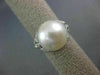 ESTATE LARGE .54CT ROUND DIAMOND & AAA SOUTH SEA PEARL 18KT WHITE GOLD LOVE RING