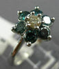 ESTATE .77CT WHITE & BLUE DIAMOND 14K WHITE GOLD 3D STAR FLOWER ENGAGEMENT RING