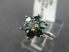 ESTATE .77CT WHITE & BLUE DIAMOND 14K WHITE GOLD 3D STAR FLOWER ENGAGEMENT RING