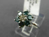 ESTATE .77CT WHITE & BLUE DIAMOND 14K WHITE GOLD 3D STAR FLOWER ENGAGEMENT RING