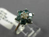 ESTATE .77CT WHITE & BLUE DIAMOND 14K WHITE GOLD 3D STAR FLOWER ENGAGEMENT RING