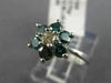 ESTATE .77CT WHITE & BLUE DIAMOND 14K WHITE GOLD 3D STAR FLOWER ENGAGEMENT RING
