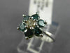 ESTATE .77CT WHITE & BLUE DIAMOND 14K WHITE GOLD 3D STAR FLOWER ENGAGEMENT RING