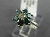 ESTATE .77CT WHITE & BLUE DIAMOND 14K WHITE GOLD 3D STAR FLOWER ENGAGEMENT RING