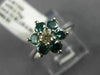 ESTATE .77CT WHITE & BLUE DIAMOND 14K WHITE GOLD 3D STAR FLOWER ENGAGEMENT RING