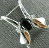 ESTATE LARGE .10CT DIAMOND & AAA BLACK ONYX 14KT WHITE GOLD 3D V SHAPE PENDANT