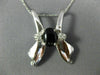 ESTATE LARGE .10CT DIAMOND & AAA BLACK ONYX 14KT WHITE GOLD 3D V SHAPE PENDANT