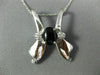 ESTATE LARGE .10CT DIAMOND & AAA BLACK ONYX 14KT WHITE GOLD 3D V SHAPE PENDANT