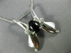 ESTATE LARGE .10CT DIAMOND & AAA BLACK ONYX 14KT WHITE GOLD 3D V SHAPE PENDANT