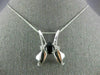 ESTATE LARGE .10CT DIAMOND & AAA BLACK ONYX 14KT WHITE GOLD 3D V SHAPE PENDANT