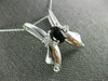 ESTATE LARGE .10CT DIAMOND & AAA BLACK ONYX 14KT WHITE GOLD 3D V SHAPE PENDANT