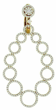 ESTATE LARGE 3.50CT DIAMOND 18KT YELLOW GOLD 3D CIRCLE OF LIFE HANGING EARRINGS